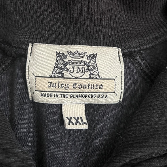 Y2K Mens Juicy Couture Velour Track Jacket in Black - Picture 2 of 3
